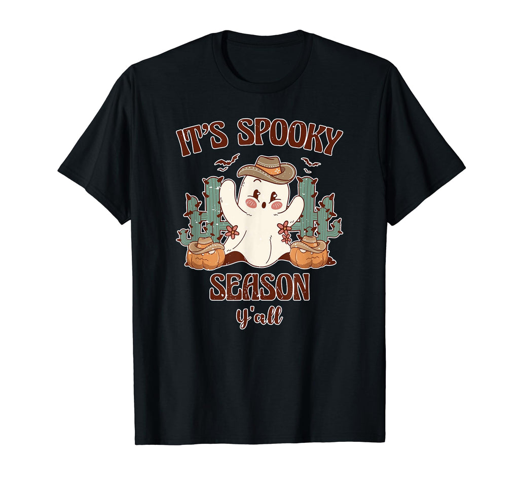 Spooky Season Western Ghost Cowboy Hat T-Shirt - Fun Novelty Design Unisex - T-Shirt, Sweatshirt, Hoodie