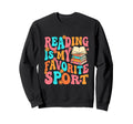 Reading Is My Favorite Sport Groovy Sweatshirt - Graphic Print for Adults - T-Shirt, Sweatshirt, Hoodie