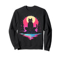 Synthwave Cat Samurai Mediation Sweatshirt - Casual Everyday Wear Unisex - T-Shirt, Sweatshirt, Hoodie