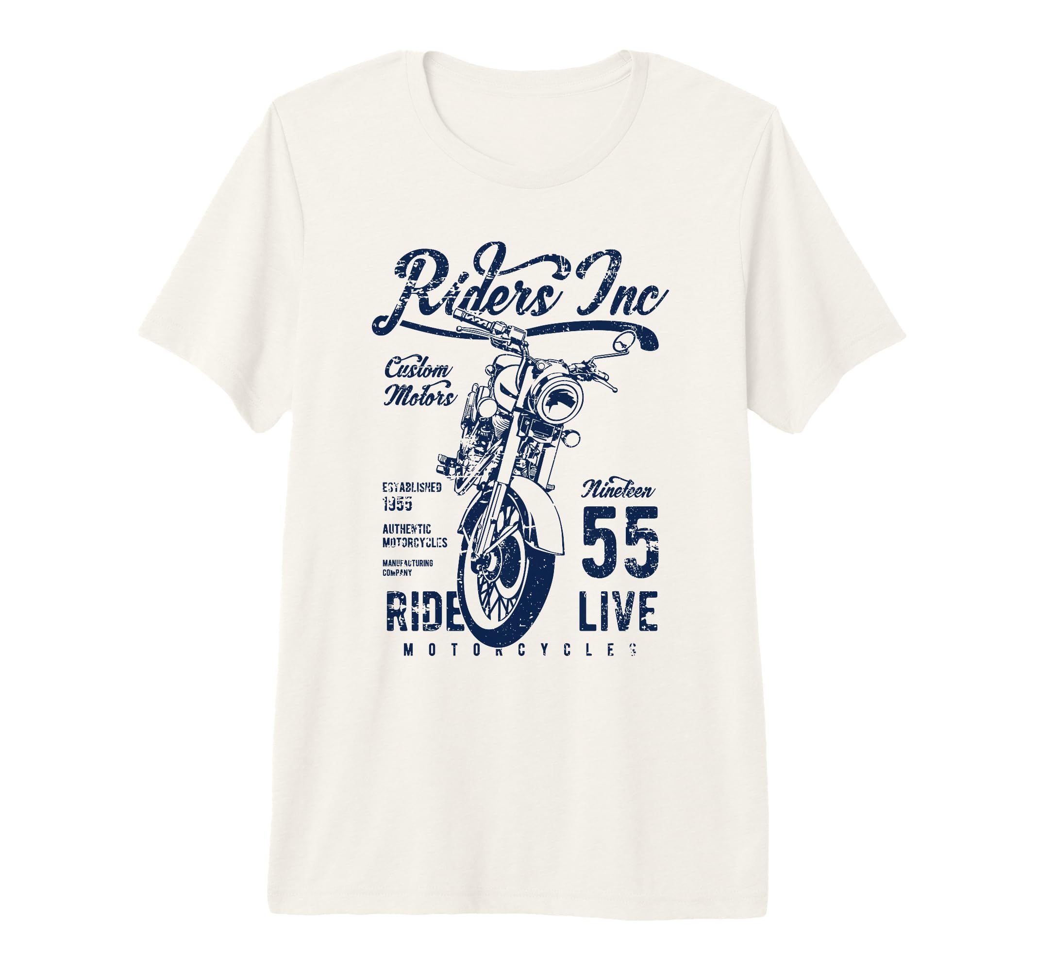 Riders Inc 1955 Motorcycle Distressed T-Shirt - Trendy Graphic for Adults - T-Shirt, Sweatshirt, Hoodie