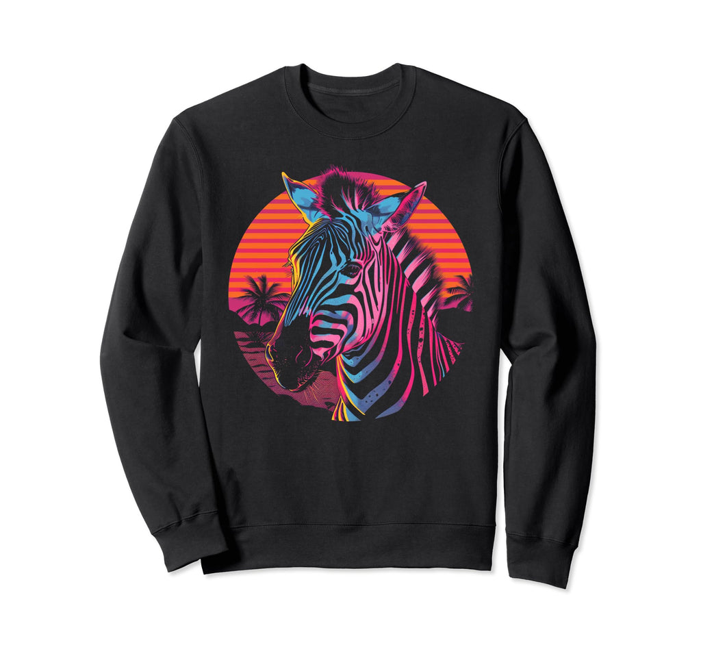 Zebra Vaporwave Aesthetic Sweatshirt - Fun Novelty Design Men Women - T-Shirt, Sweatshirt, Hoodie
