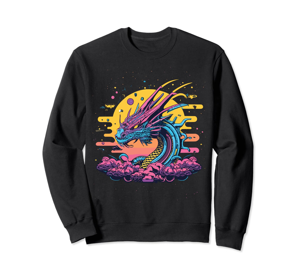 Dragon Techno Vaporwave Anime Sweatshirt - Fun Novelty Design Unisex - T-Shirt, Sweatshirt, Hoodie
