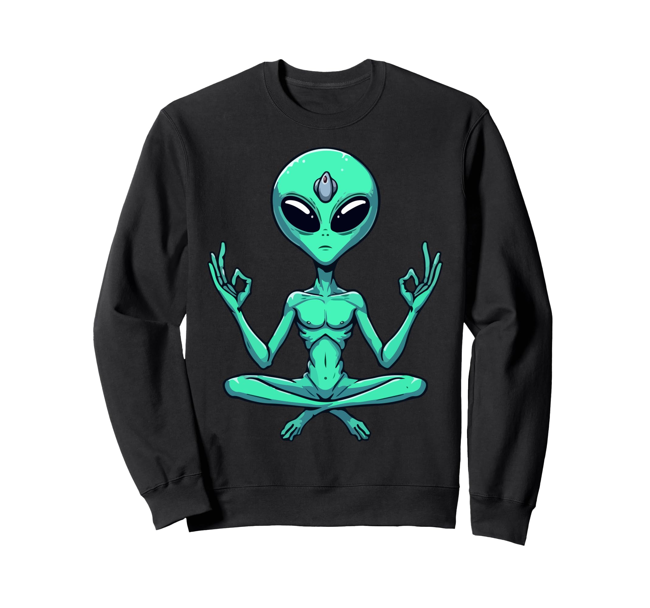 Meditation Alien Yoga Pose Relaxing Sweatshirt - Graphic Print Men Women - T-Shirt, Sweatshirt, Hoodie