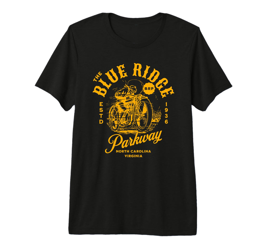 Blue Ridge Parkway Motorcycle Tri T-Shirt - Minimalist Print for Adults - T-Shirt, Sweatshirt, Hoodie