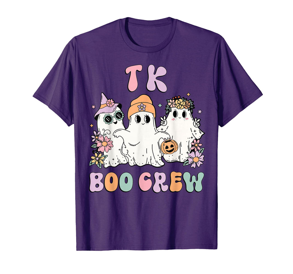 Tk Boo Crew Groovy Halloween Floral Ghost T-Shirt - Graphic Print Unisex - T-Shirt, Sweatshirt, Hoodie