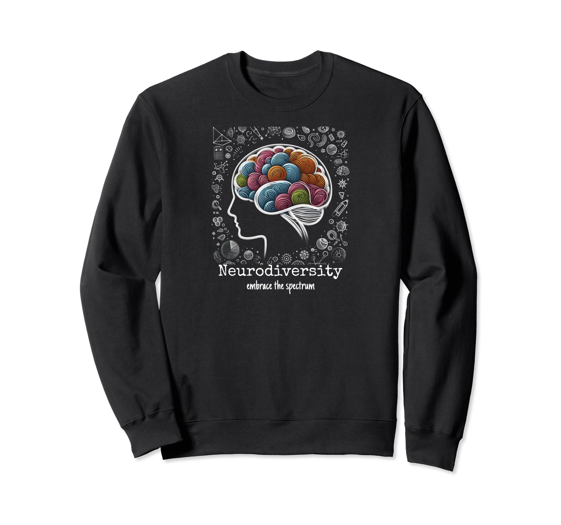 Colorful Rainbow Brain Sweatshirt - Fun Novelty Design Men Women - T-Shirt, Sweatshirt, Hoodie