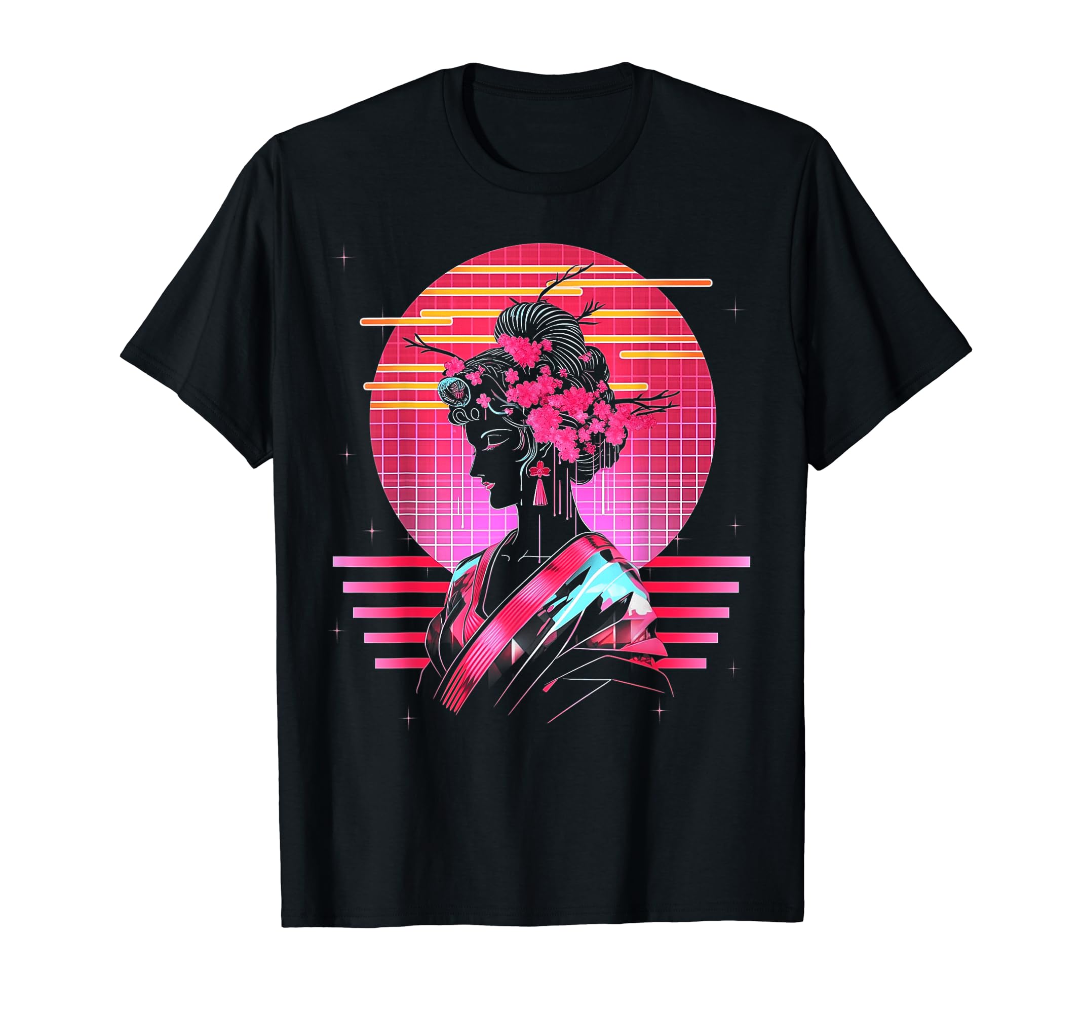 Vaporwave Geisha 80S Synthwave 2 T-Shirt - Trendy Graphic Unisex - T-Shirt, Sweatshirt, Hoodie
