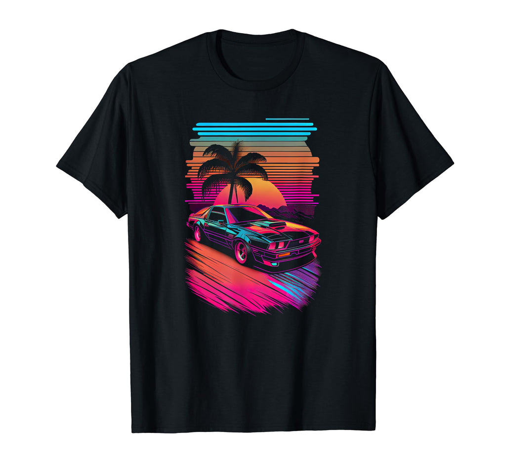 Synthwave Retrowave Sports Car Colorful T-Shirt - Unique Graphic Unisex - T-Shirt, Sweatshirt, Hoodie