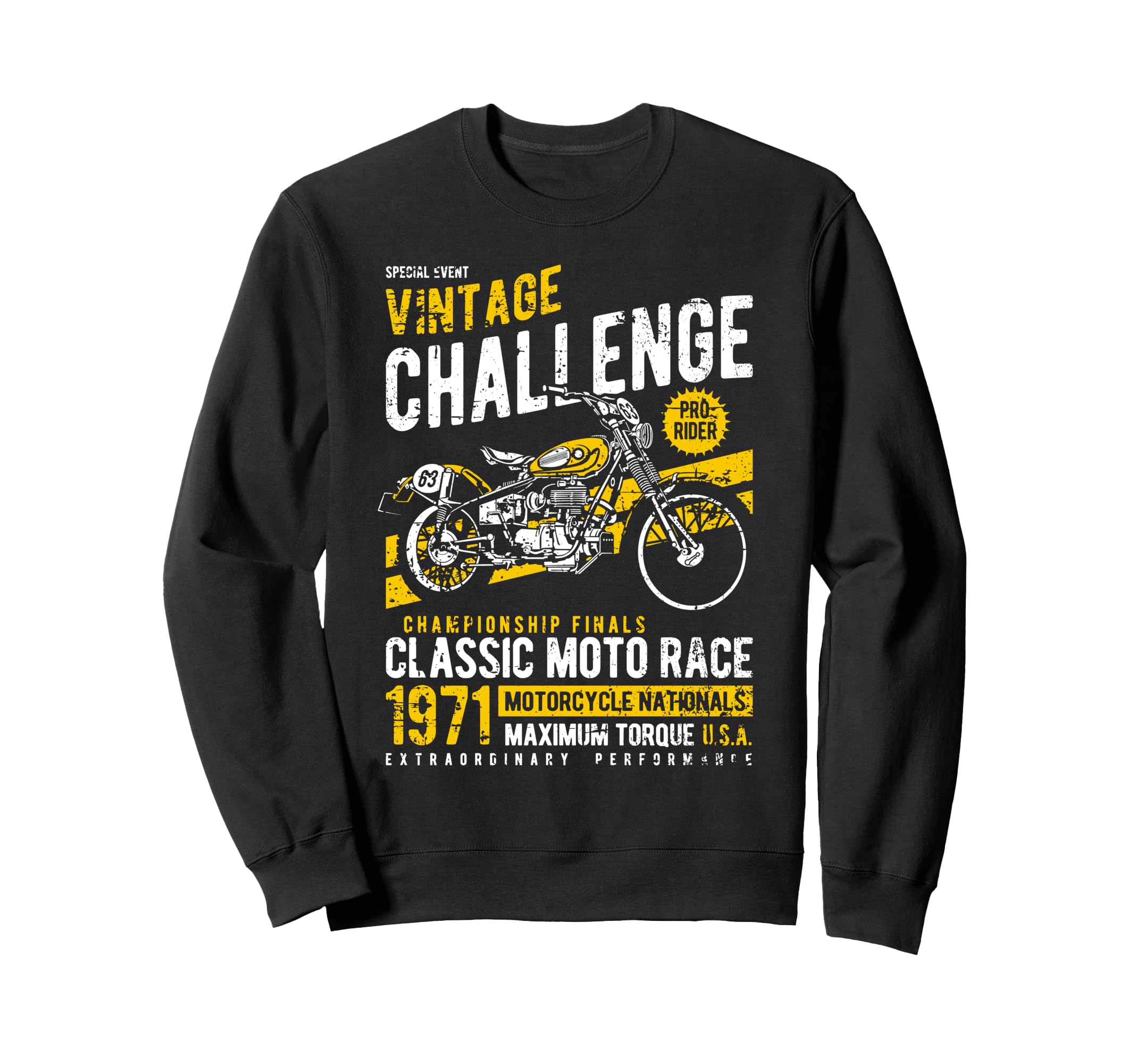 Challenge Motorcycle Race Distressed Sweatshirt - Custom Art Print Unisex - T-Shirt, Sweatshirt, Hoodie