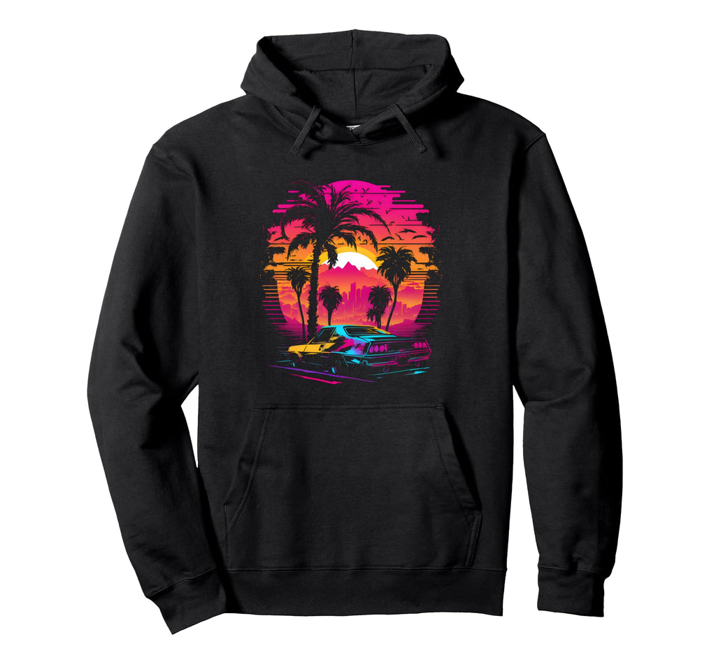 Retrowave Synthwave Aesthetic Sports Hoodie - Custom Art Print for Adults - T-Shirt, Sweatshirt, Hoodie
