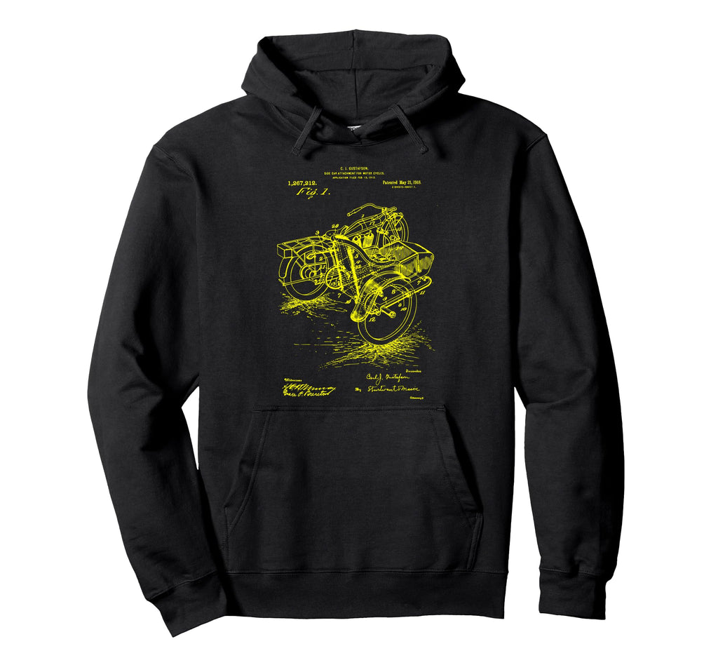 Motorcycle Side Car Patent Hoodie - Custom Art Print Unisex - T-Shirt, Sweatshirt, Hoodie