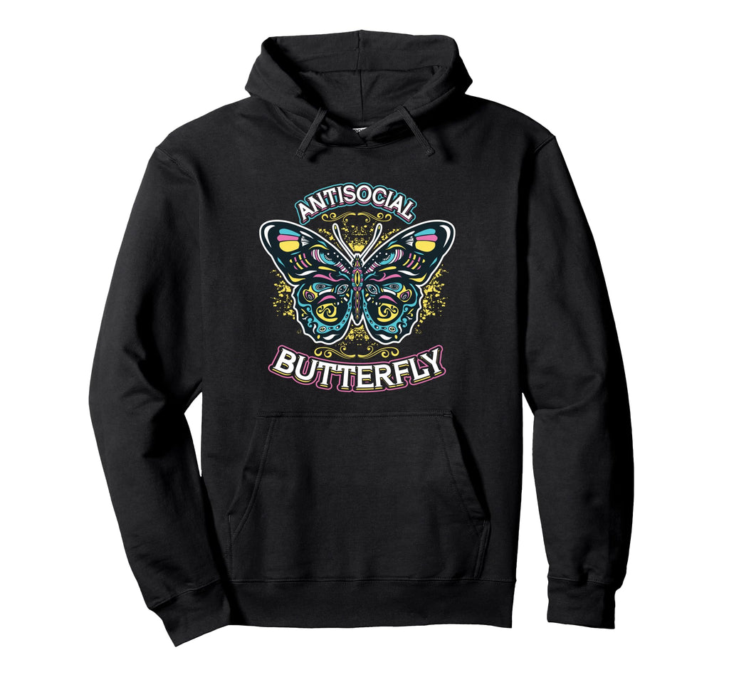 Antisocial Butterfly Hoodie - Casual Everyday Wear Unisex - T-Shirt, Sweatshirt, Hoodie