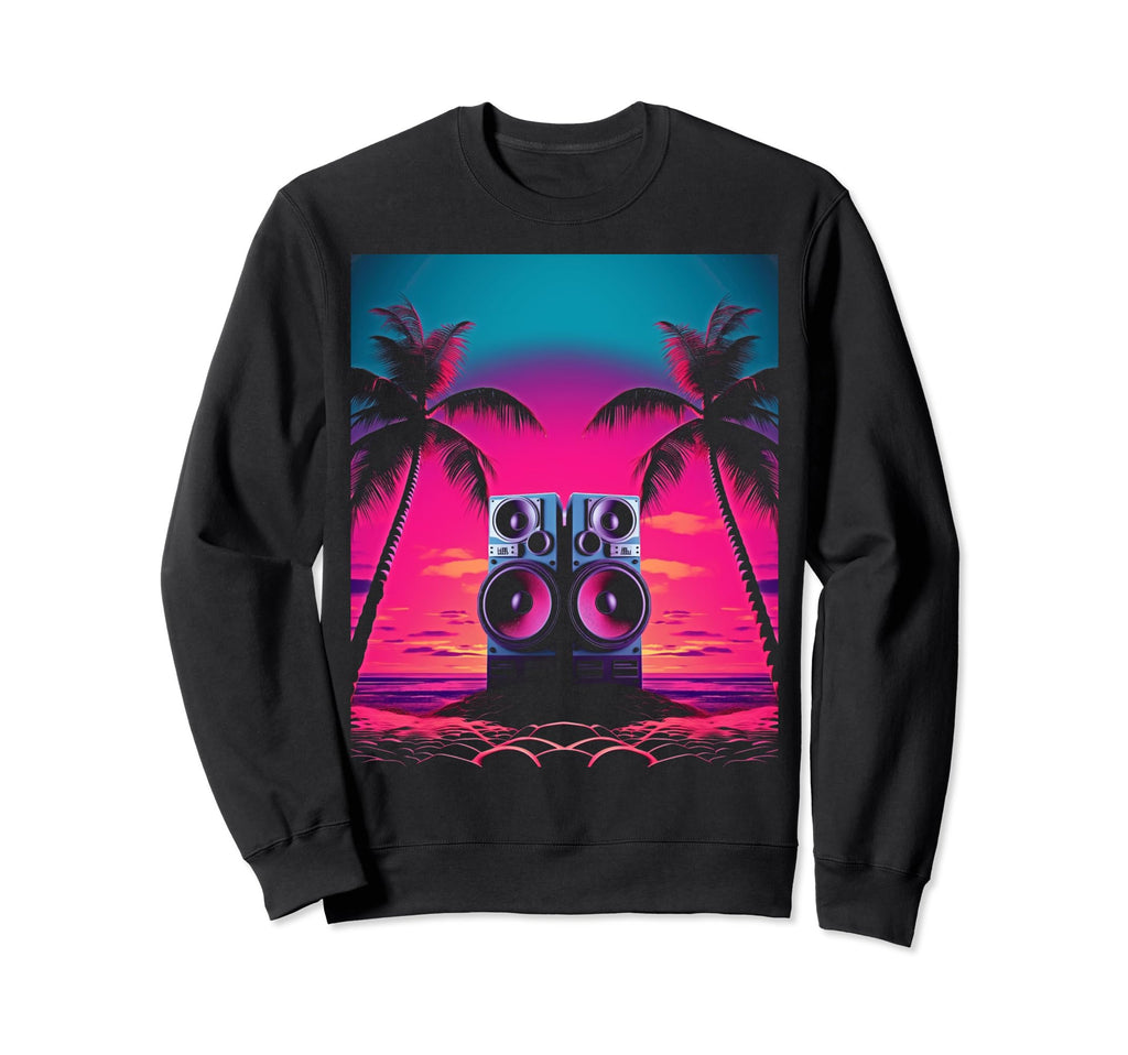 Vaporwave Stereo Speakers 80S Sweatshirt - Custom Art Print Unisex - T-Shirt, Sweatshirt, Hoodie
