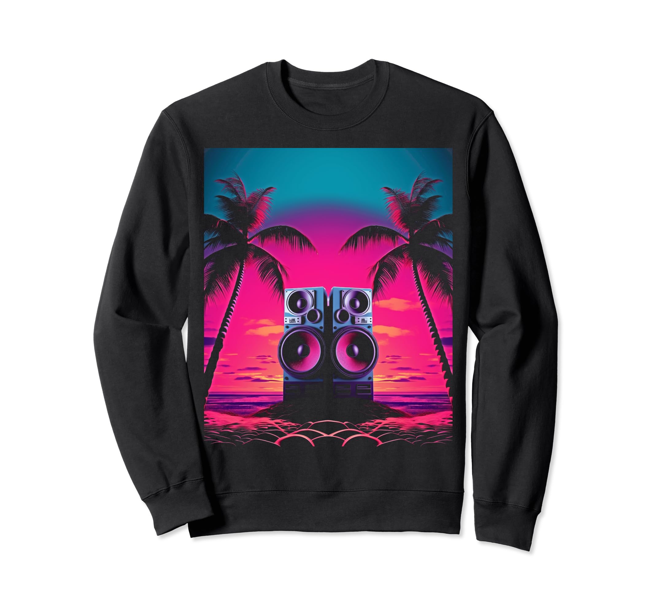 Vaporwave Stereo Speakers 80S Sweatshirt - Custom Art Print Unisex - T-Shirt, Sweatshirt, Hoodie