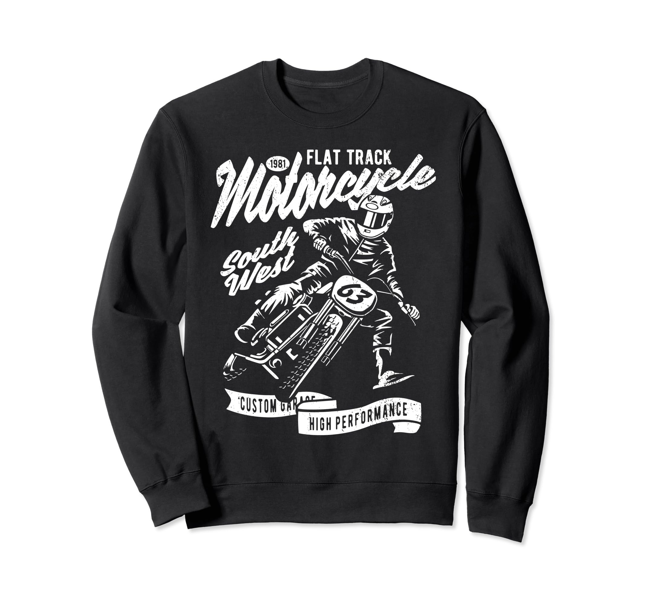 Flat Track Motorcycle Race Sweatshirt - Fun Novelty Design for Adults - T-Shirt, Sweatshirt, Hoodie