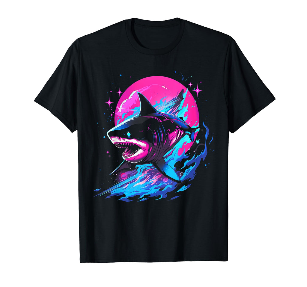 Vaporwave Aesthetic Shark 80S 90S T-Shirt - Aesthetic Graphic for Adults - T-Shirt, Sweatshirt, Hoodie