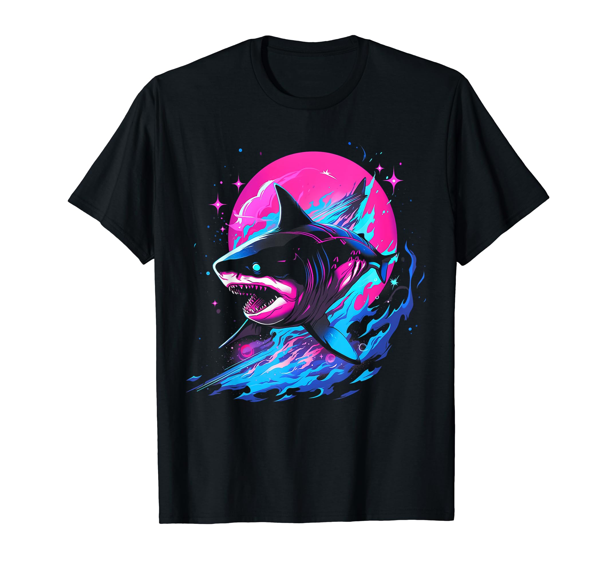 Vaporwave Aesthetic Shark 80S 90S T-Shirt - Aesthetic Graphic for Adults - T-Shirt, Sweatshirt, Hoodie