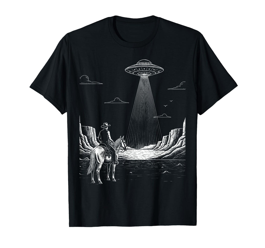Cowboy Ufo Encounter Western Desert T-Shirt - Casual Everyday Wear Unisex - T-Shirt, Sweatshirt, Hoodie