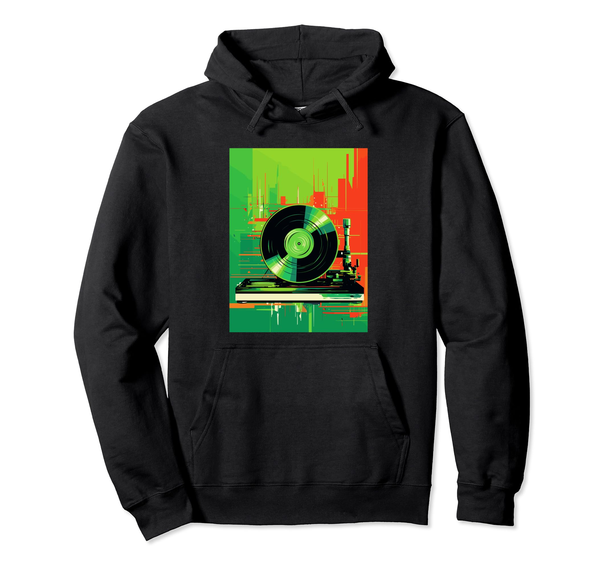Vinyl Record Player Dj Music Hoodie - Graphic Print Unisex - T-Shirt, Sweatshirt, Hoodie