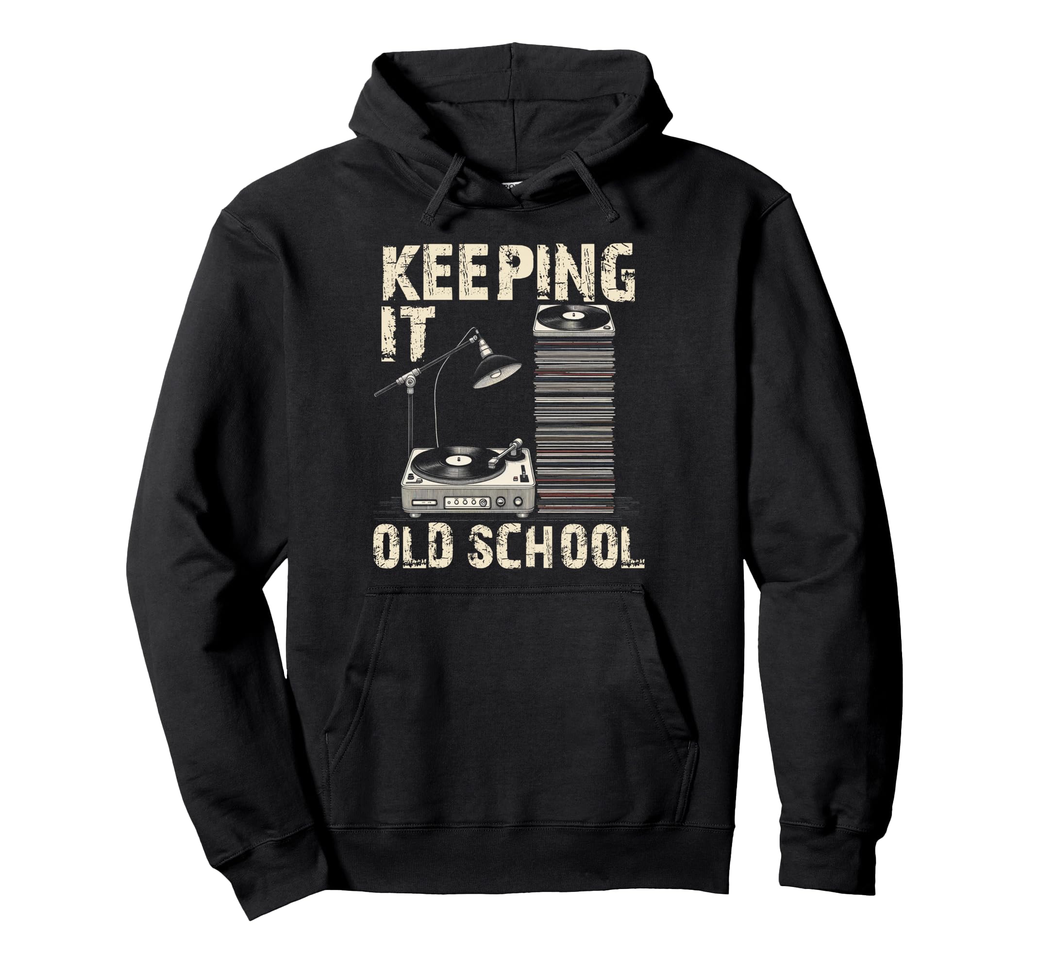 Vinyl Record Player Music Keeping It Hoodie - Minimalist Print Men Women - T-Shirt, Sweatshirt, Hoodie