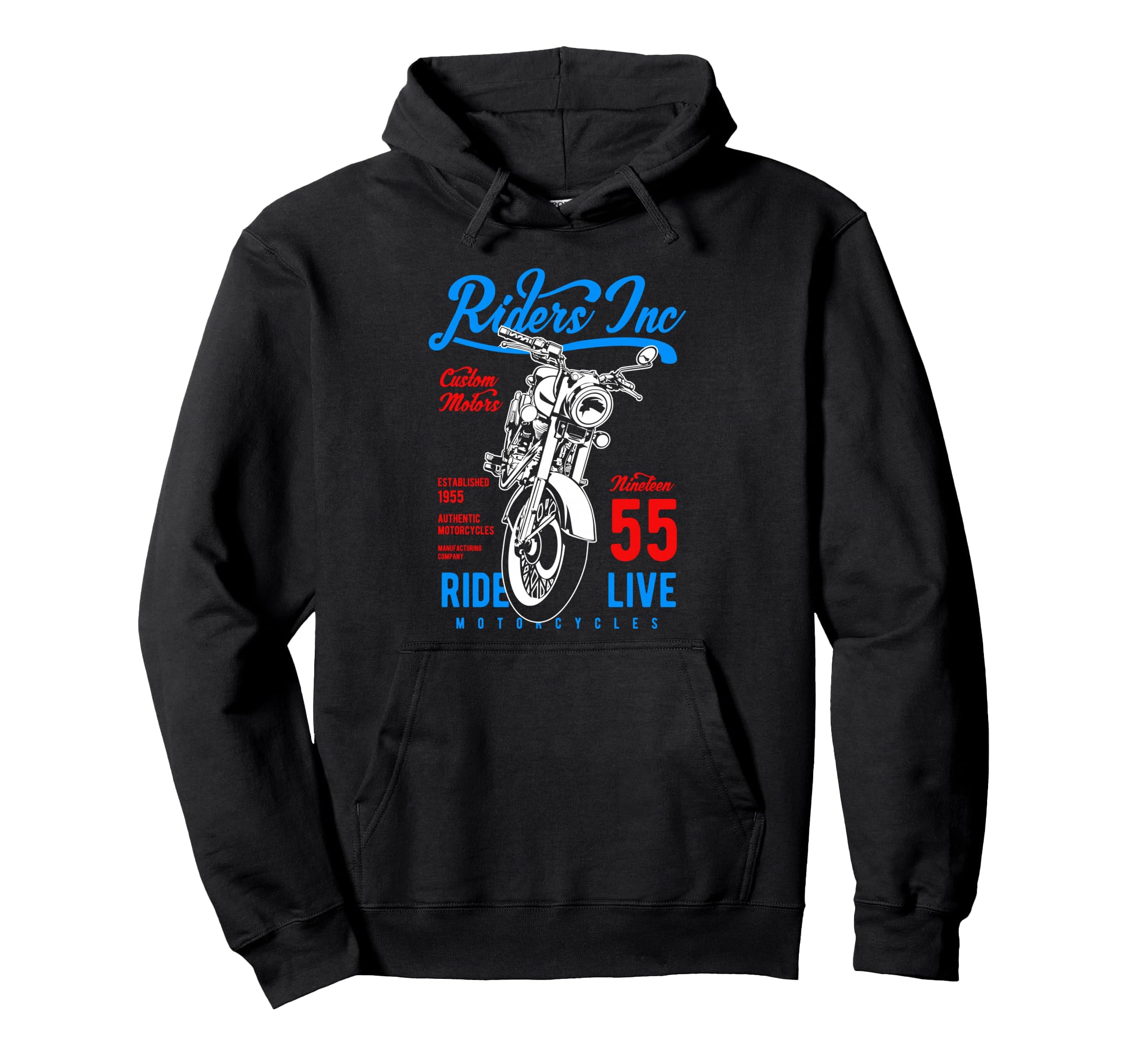 Riders Inc 1955 Motorcycle Hoodie - Fun Novelty Design for Adults - T-Shirt, Sweatshirt, Hoodie