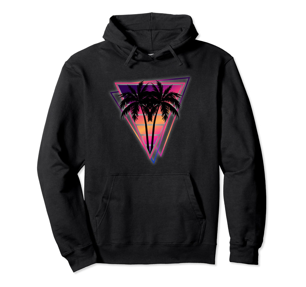 Synthwave Vaporwave Triangle Palm Hoodie - Fun Novelty Design for Adults - T-Shirt, Sweatshirt, Hoodie
