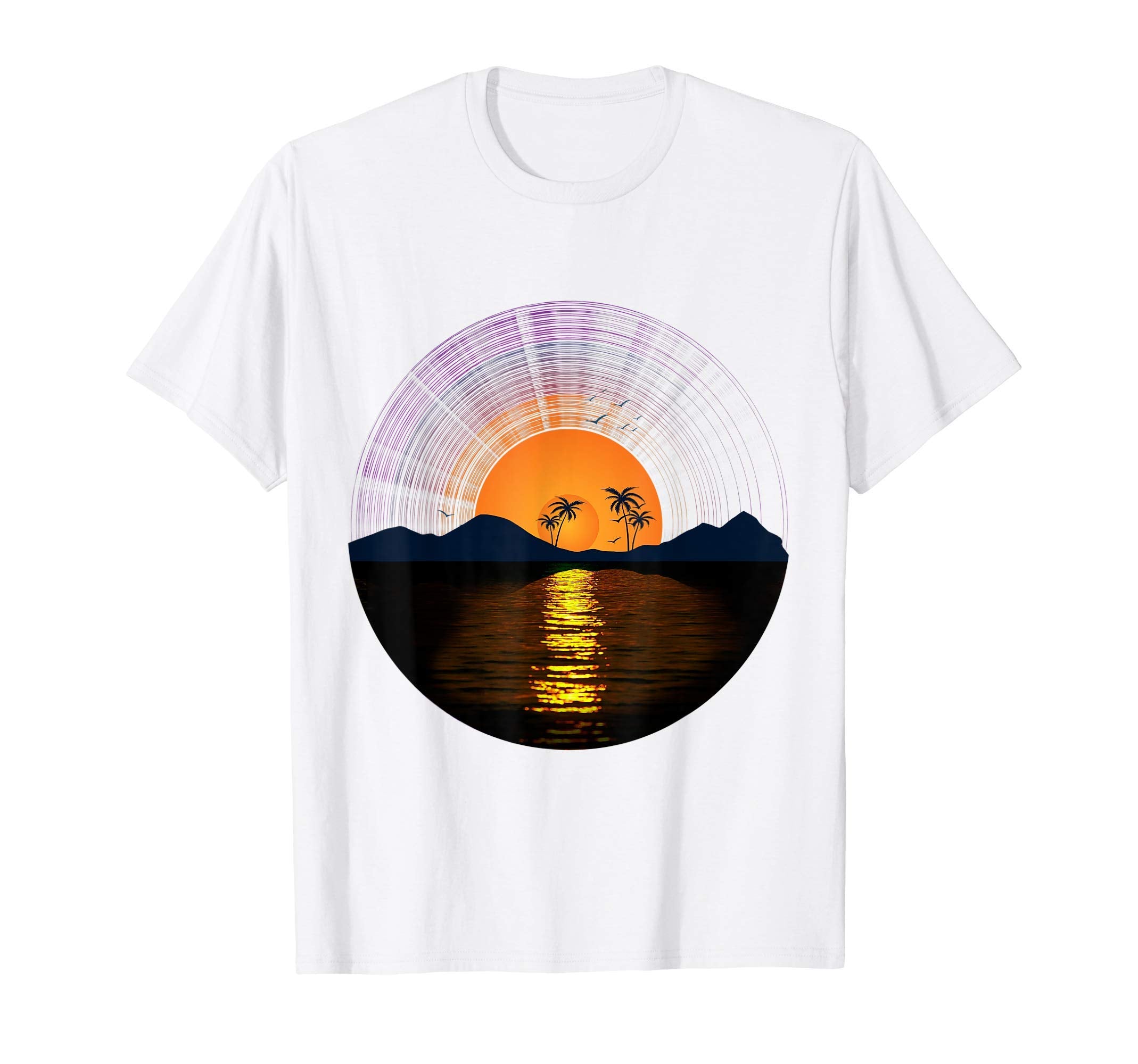Vinyl Record Sunset Lp Record Album T-Shirt - Custom Art Print Unisex - T-Shirt, Sweatshirt, Hoodie