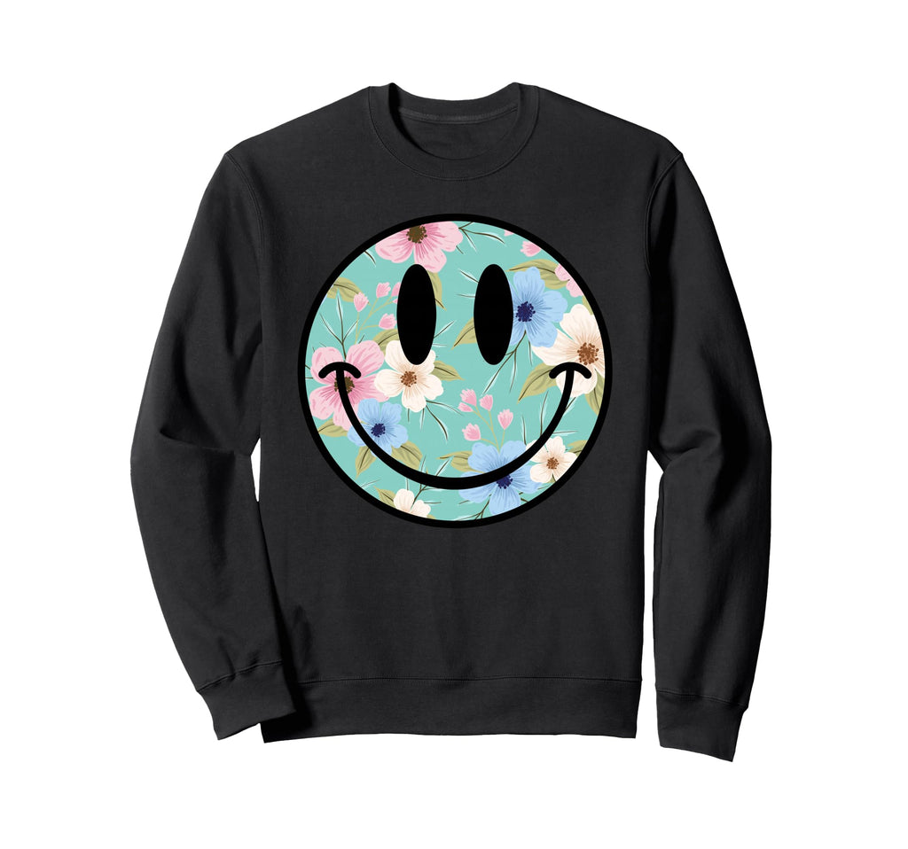 Sunflower Happy Face Checkered Sweatshirt - Streetwear Style Unisex - T-Shirt, Sweatshirt, Hoodie