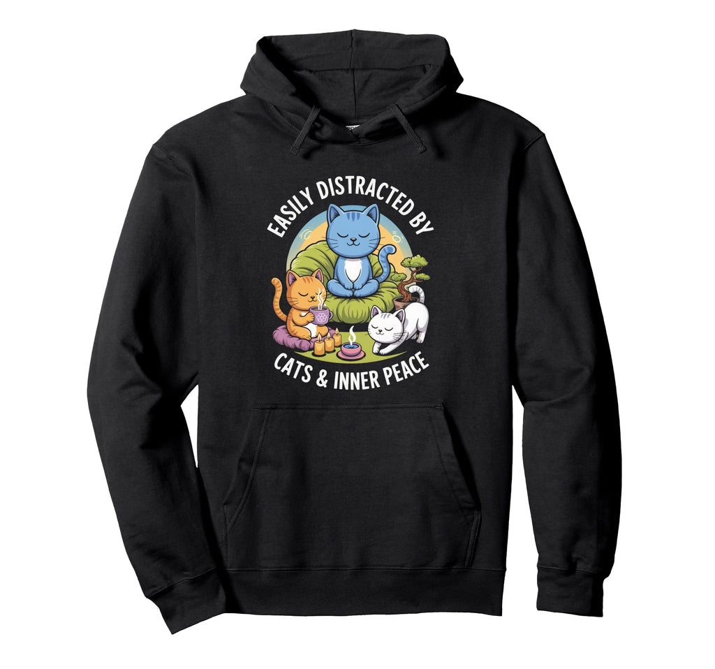 Easily Distracted Cats And Inner Hoodie - Casual Everyday Wear Men Women - T-Shirt, Sweatshirt, Hoodie
