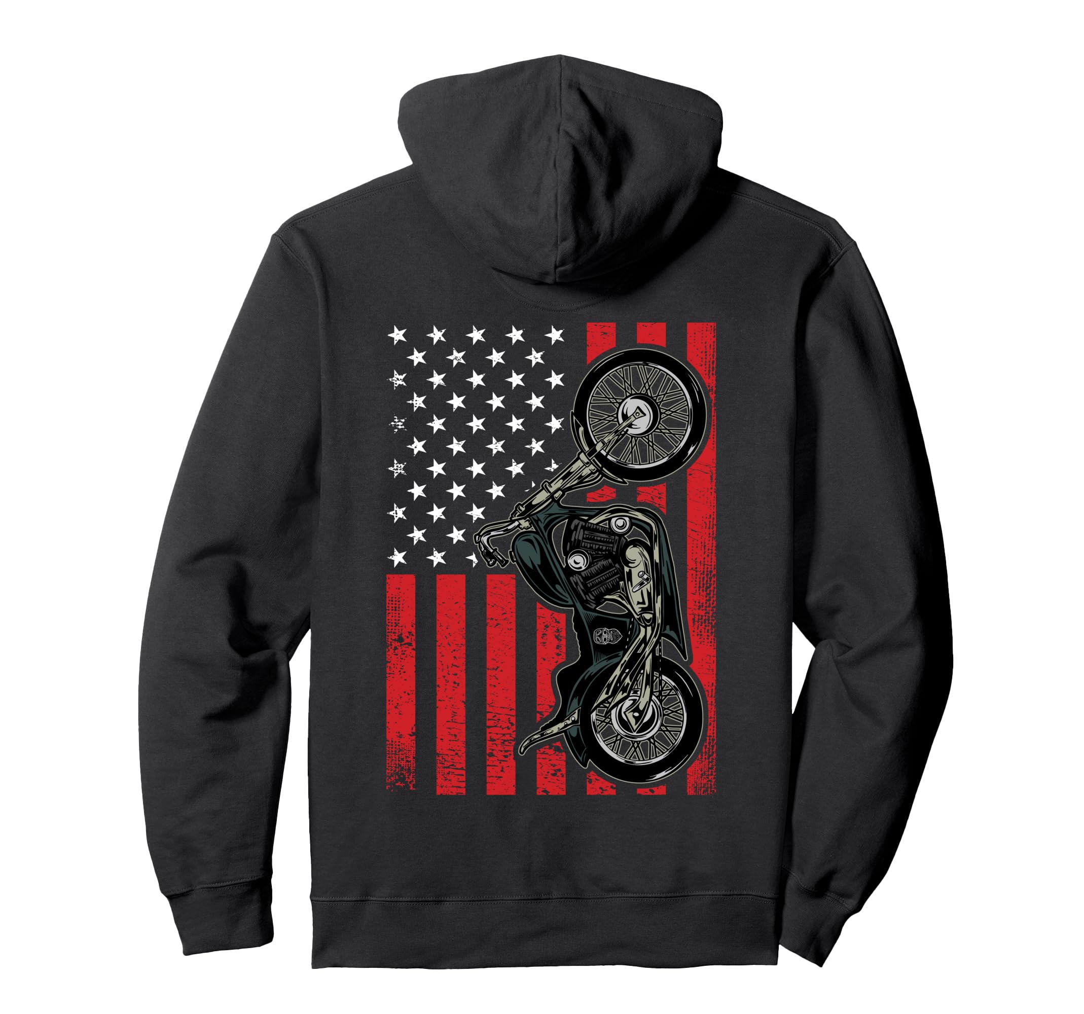 Patriotic Motorcycle Distressed American Hoodie - Unique Graphic Men Women - T-Shirt, Sweatshirt, Hoodie