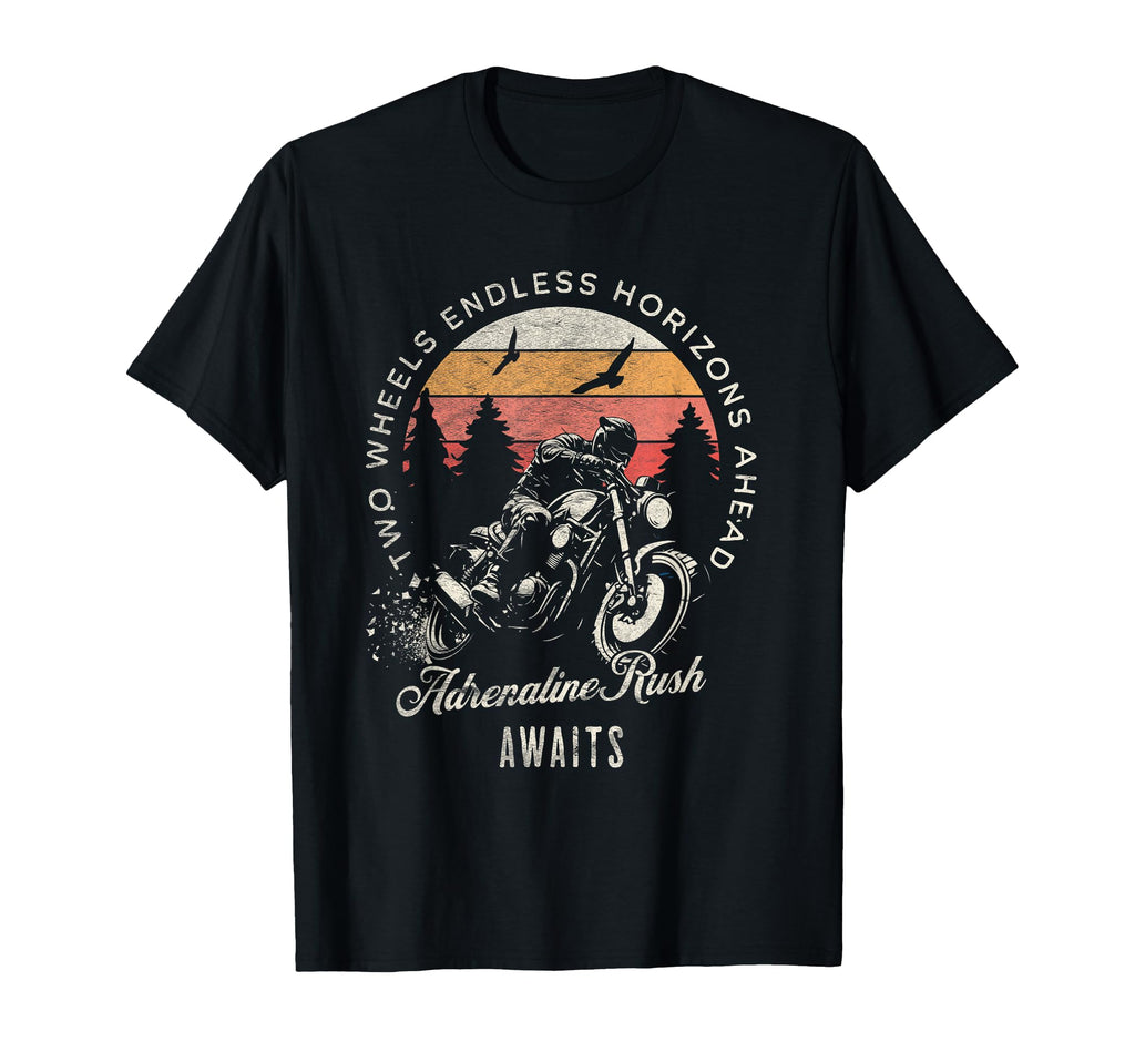 Two Wheels Endless Horizons T-Shirt - Minimalist Print for Adults - T-Shirt, Sweatshirt, Hoodie