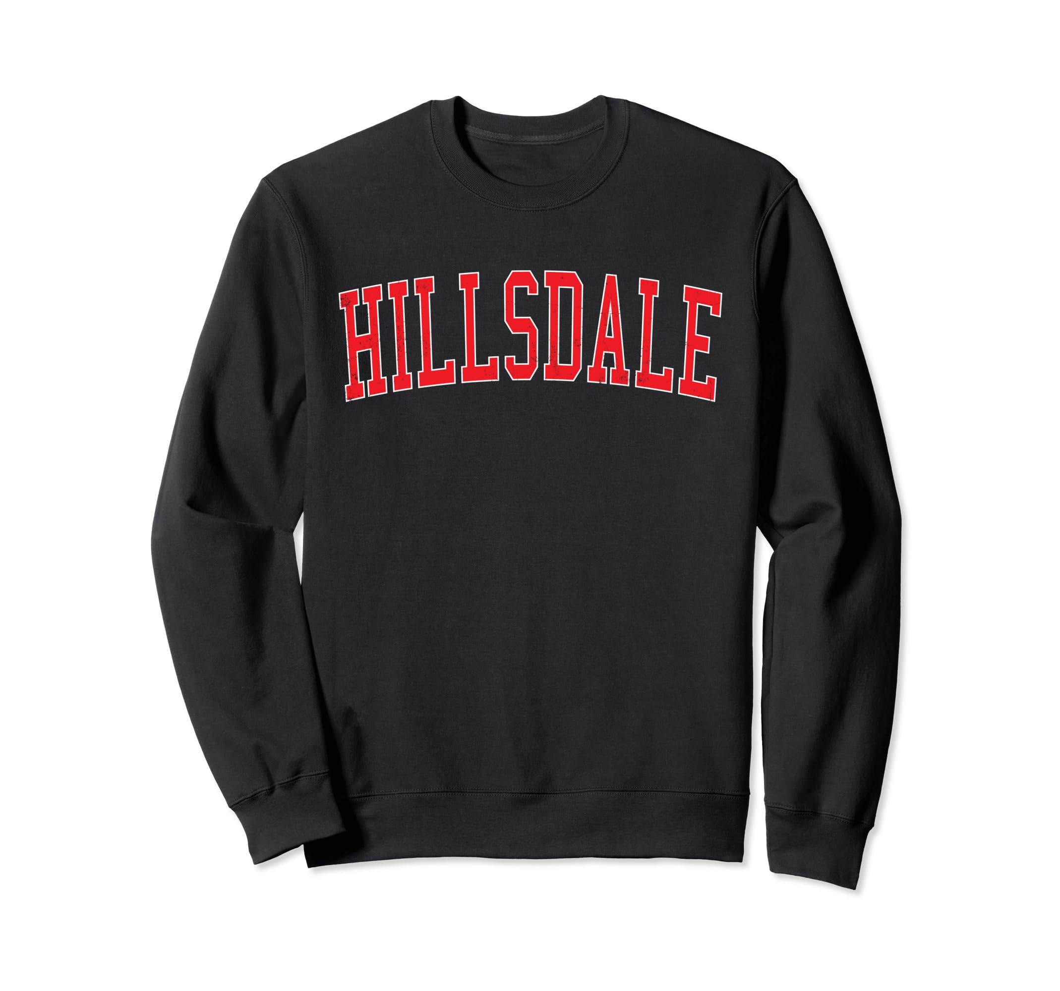 Hillsdale Mi Distressed Red Varsity Sweatshirt - Minimalist Print Unisex - T-Shirt, Sweatshirt, Hoodie