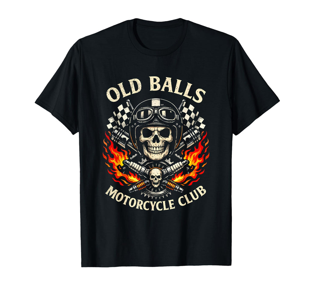 Old Balls Motorcycle Club Funny Skull T-Shirt - Aesthetic Graphic Unisex - T-Shirt, Sweatshirt, Hoodie