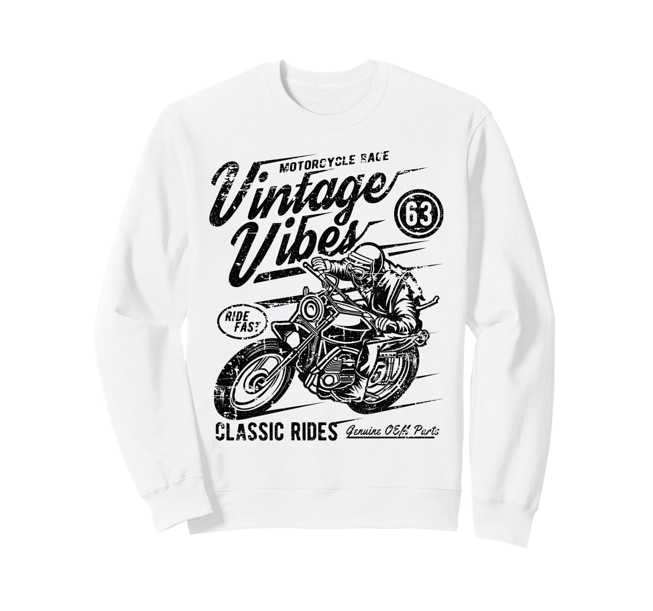 Vibes Rides Motorcycle Race Sweatshirt - Fun Novelty Design for Adults - T-Shirt, Sweatshirt, Hoodie