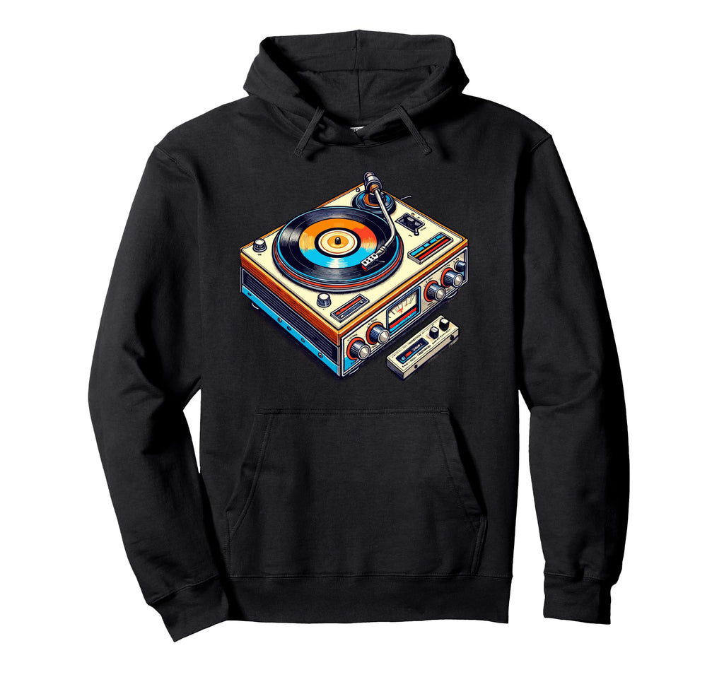 80S 90S Vinyl Record Player Turntable Hoodie - Streetwear Style Men Women - T-Shirt, Sweatshirt, Hoodie
