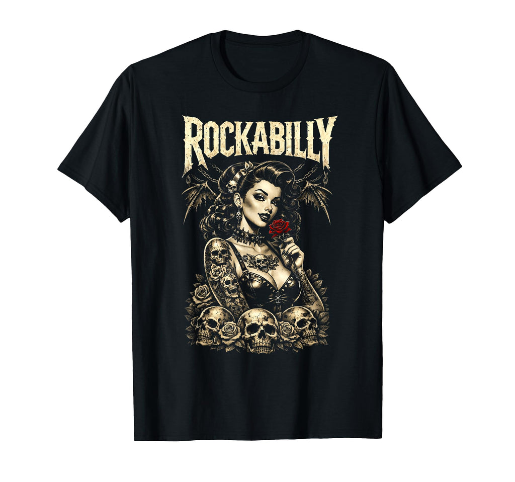 Rockabilly Gothic Pinup Skulls T-Shirt - Streetwear Style Men Women - T-Shirt, Sweatshirt, Hoodie