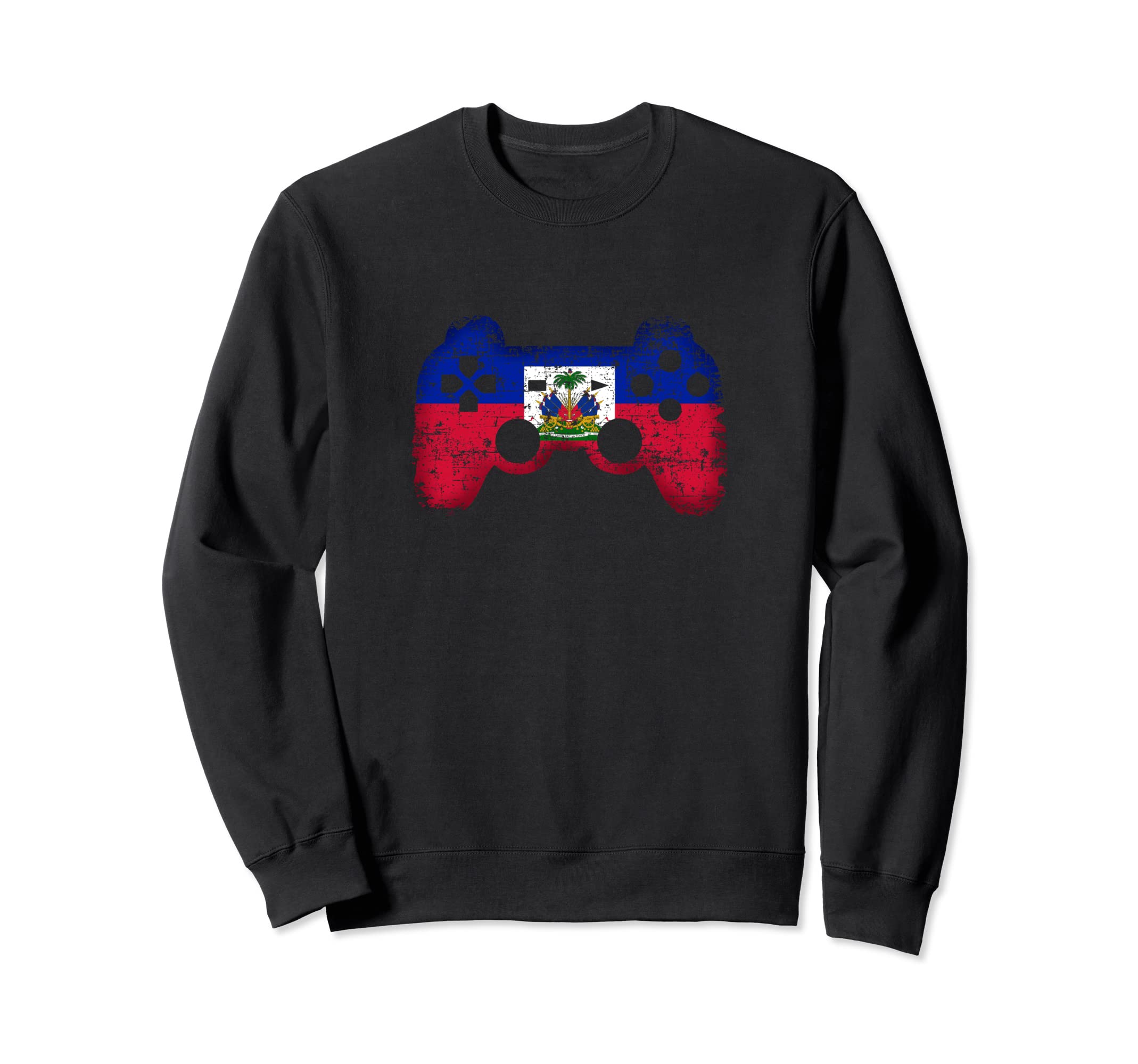 Gaming Haiti Distressed Flag Haitian Sweatshirt - Novelty Apparel Unisex - T-Shirt, Sweatshirt, Hoodie