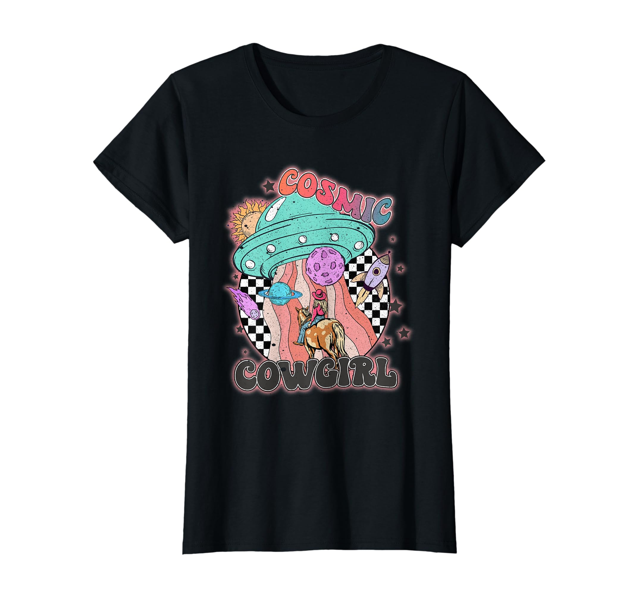 Ufo Cowgirls Horse Western Cosmos T-Shirt - Novelty Apparel Men Women - T-Shirt, Sweatshirt, Hoodie