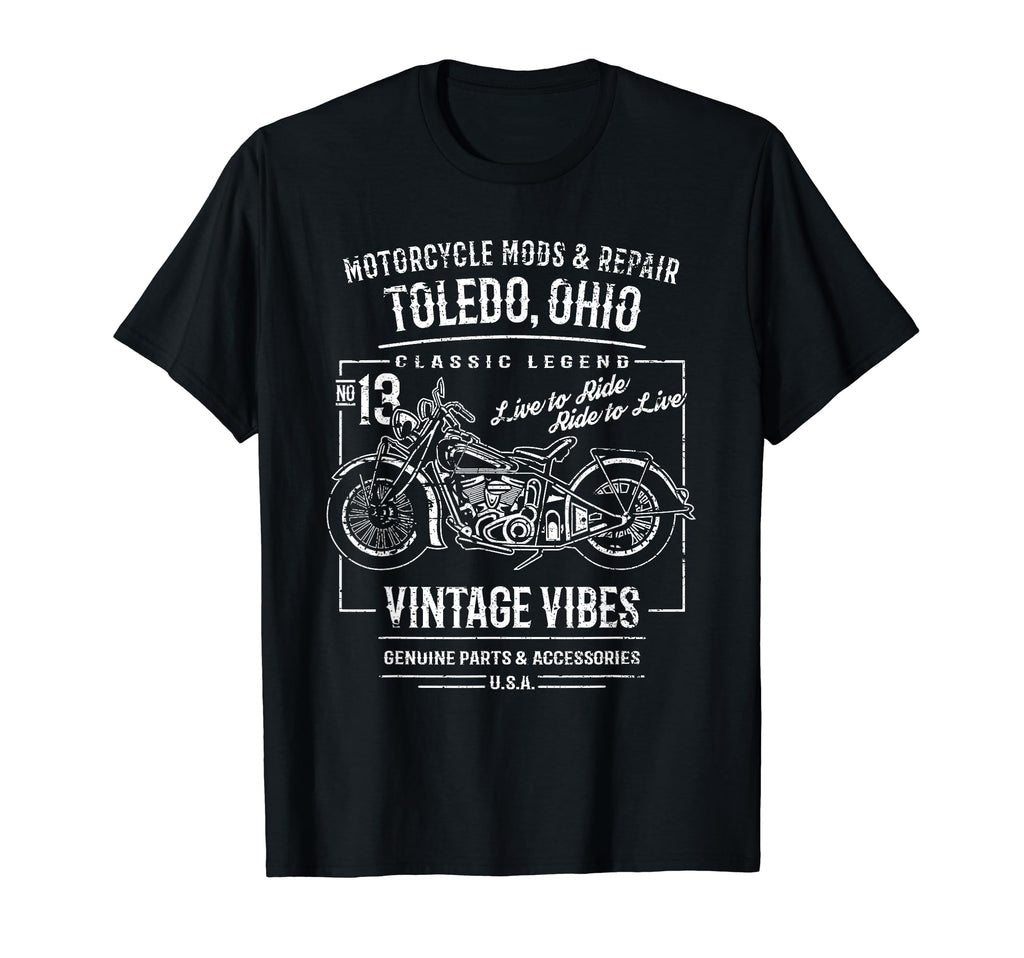 Toledo Oh Usa Distressed Motorcycle T-Shirt - Trendy Graphic Unisex - T-Shirt, Sweatshirt, Hoodie