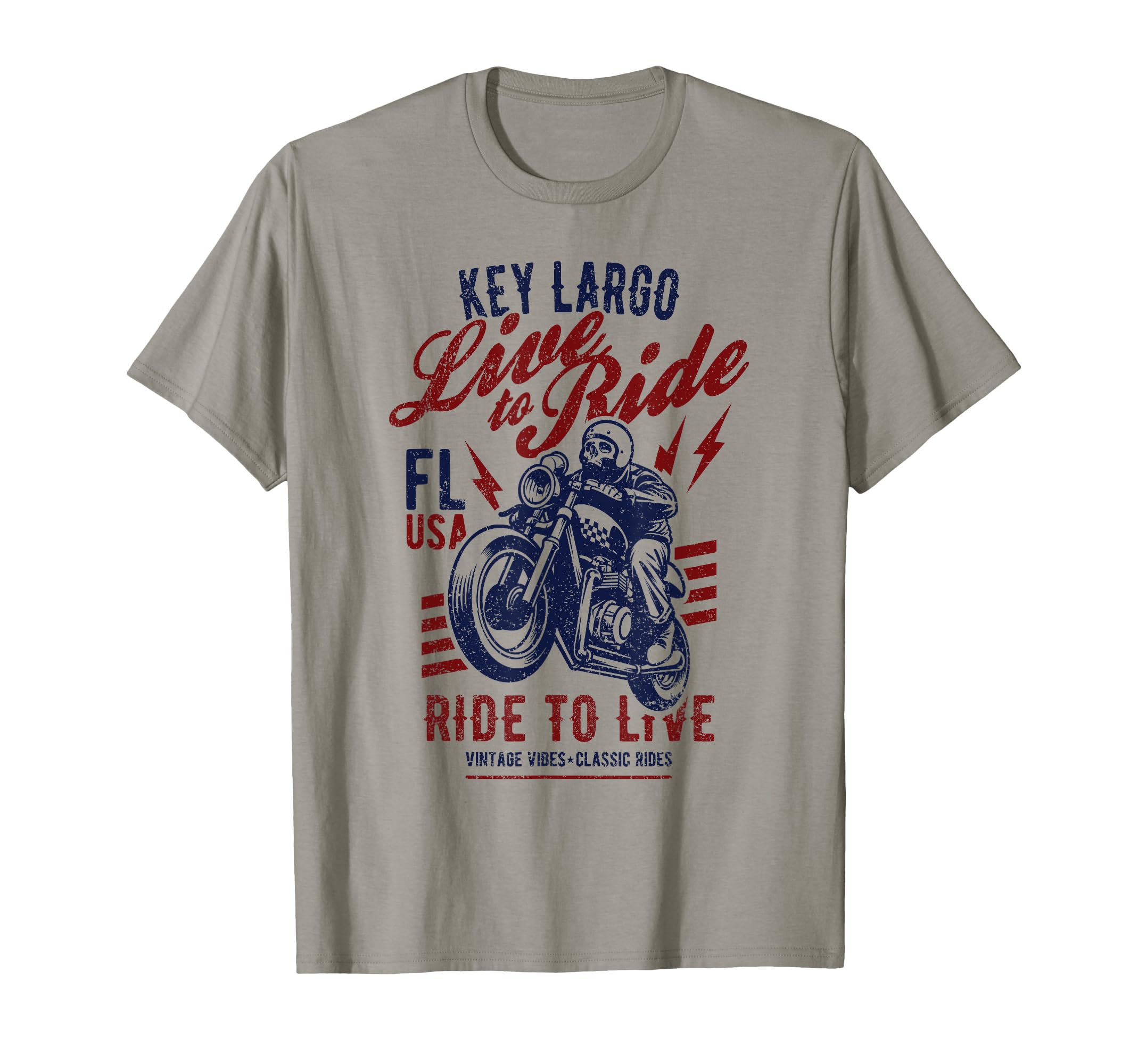 Key Largo Florida Usa Motorcycle Skull T-Shirt - Fun Novelty Design Unisex - T-Shirt, Sweatshirt, Hoodie