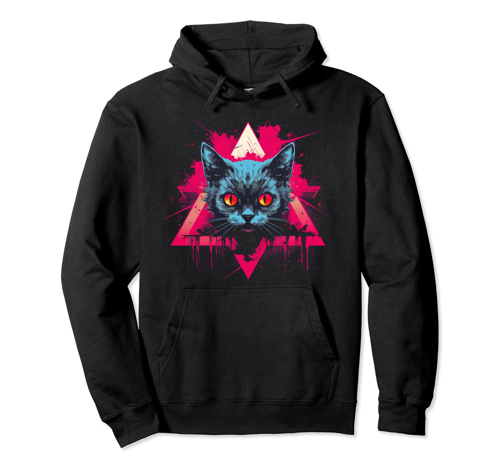 Cat Vaporwave Retrowave Aesthetic Hoodie - Casual Everyday Wear for Adults - T-Shirt, Sweatshirt, Hoodie