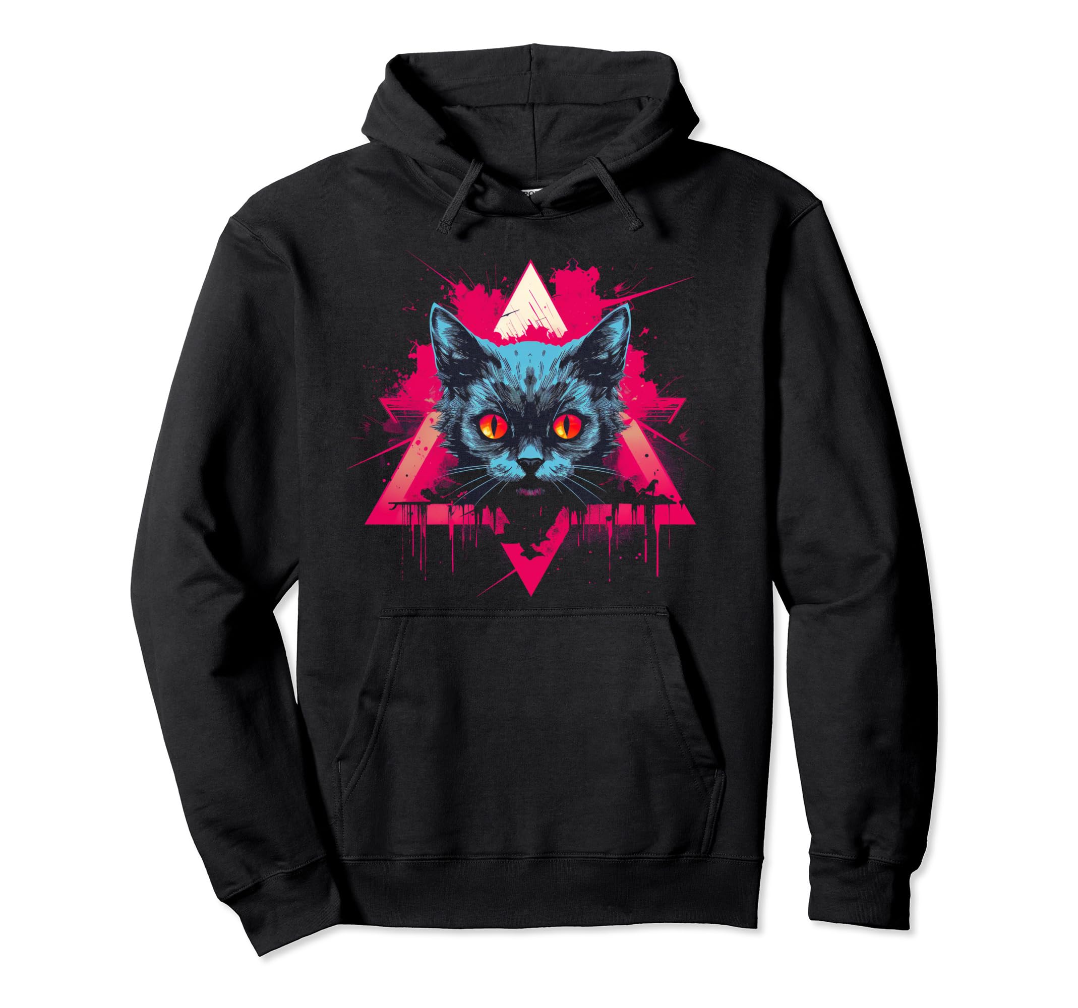Cat Vaporwave Retrowave Aesthetic Hoodie - Casual Everyday Wear for Adults - T-Shirt, Sweatshirt, Hoodie
