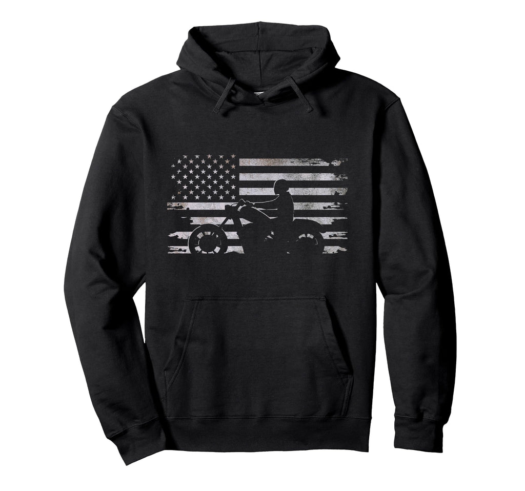 American Flag Motorcycle Motorcycle Hoodie - Novelty Apparel Unisex - T-Shirt, Sweatshirt, Hoodie