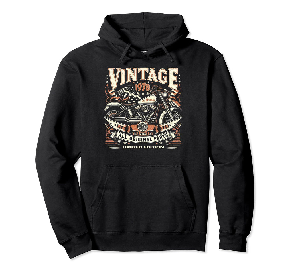 1978 Born 1978 46Th Birthday Motorcycle Hoodie - Graphic Print Unisex - T-Shirt, Sweatshirt, Hoodie