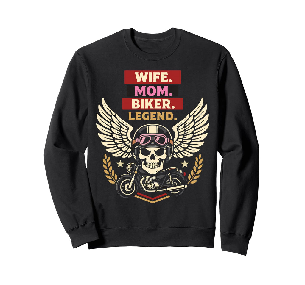 Motorcycle Biker Wife Mom Wife Mom Sweatshirt - Aesthetic Graphic Unisex - T-Shirt, Sweatshirt, Hoodie