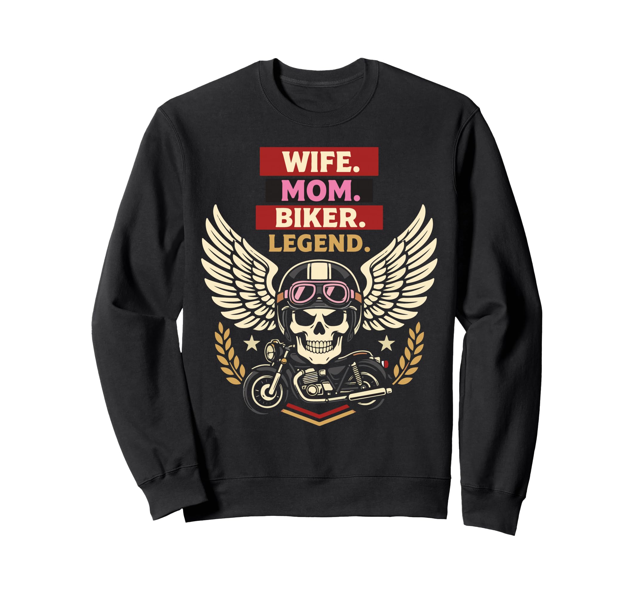 Motorcycle Biker Wife Mom Wife Mom Sweatshirt - Aesthetic Graphic Unisex - T-Shirt, Sweatshirt, Hoodie