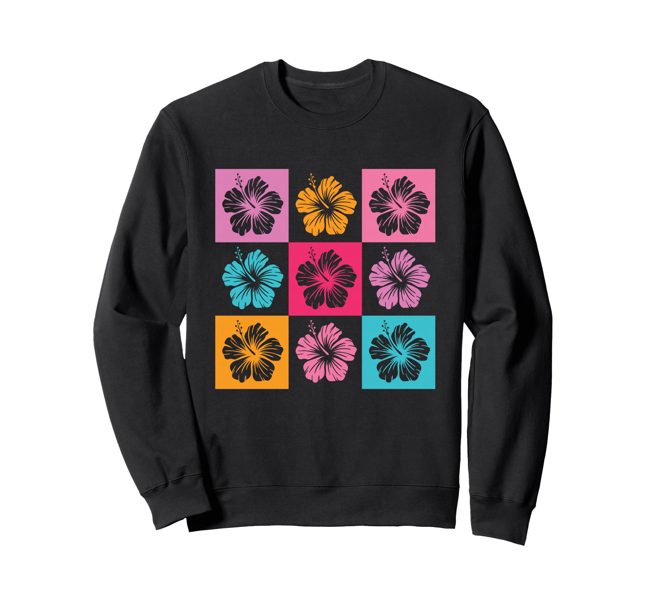 Checkered Tropical Hibiscus Hawaii Sweatshirt - Fun Novelty Design Unisex - T-Shirt, Sweatshirt, Hoodie