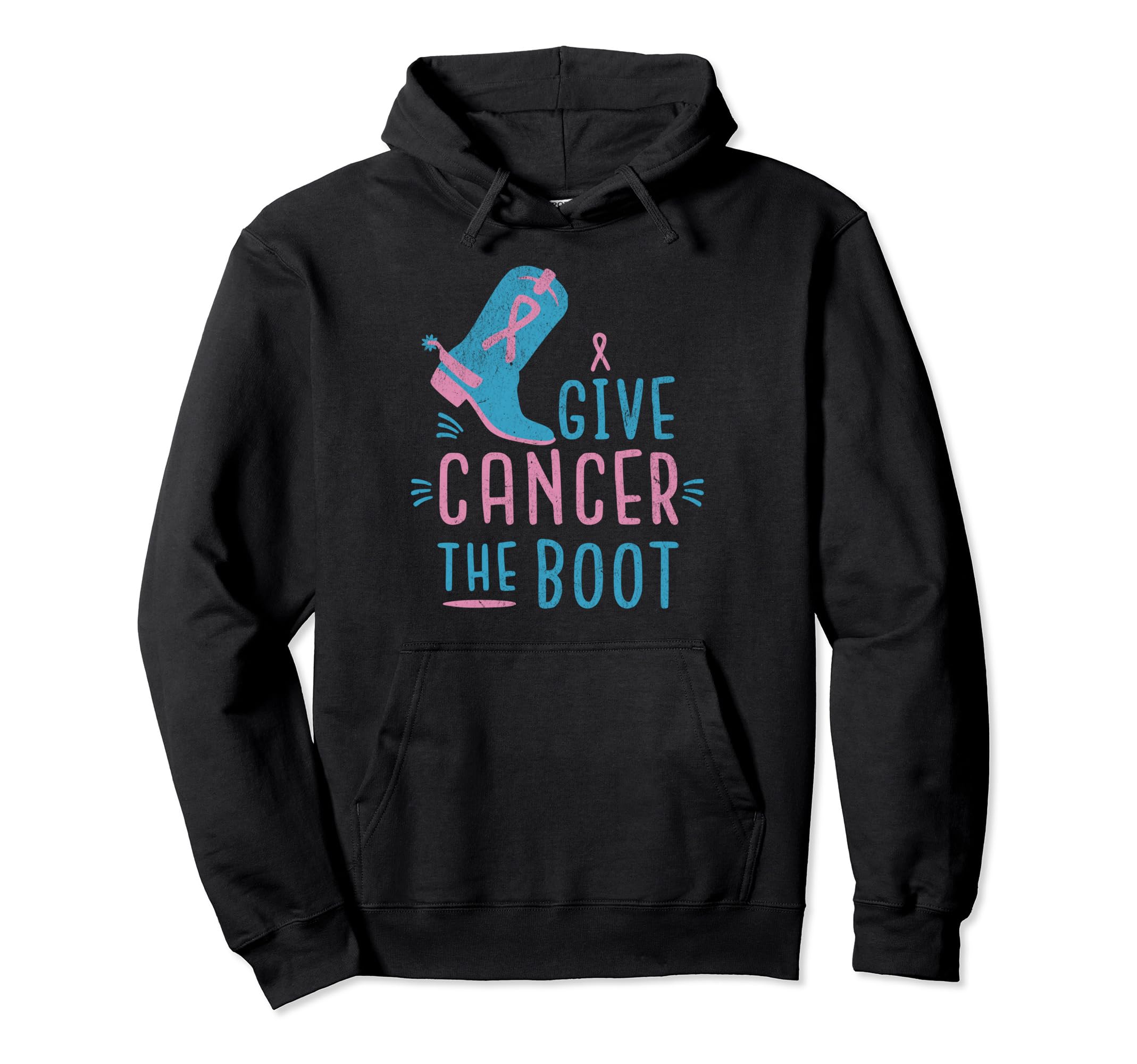 Give Cancer Boot Western Horse Riding Hoodie - Graphic Print for Adults - T-Shirt, Sweatshirt, Hoodie