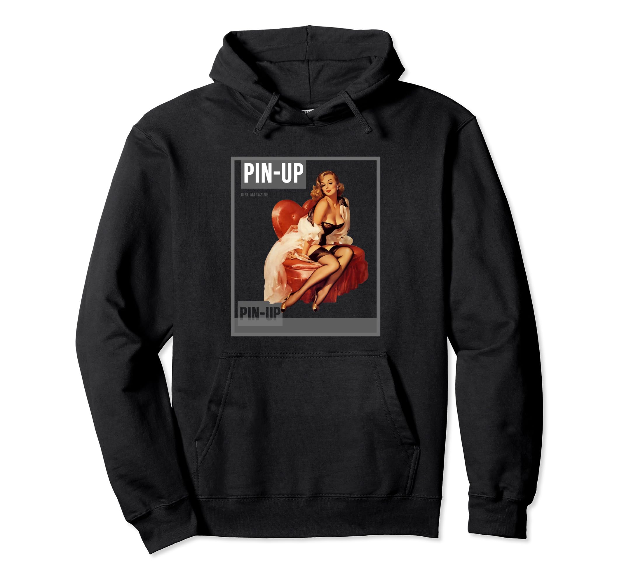 Pin Up Pin Up Magazine Hoodie - Aesthetic Graphic Unisex - T-Shirt, Sweatshirt, Hoodie