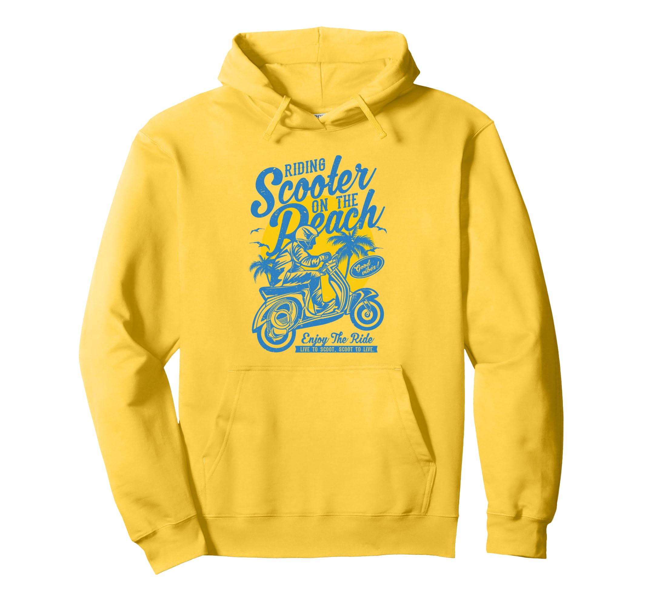 Scooter Beach Distressed Hoodie - Streetwear Style Unisex - T-Shirt, Sweatshirt, Hoodie